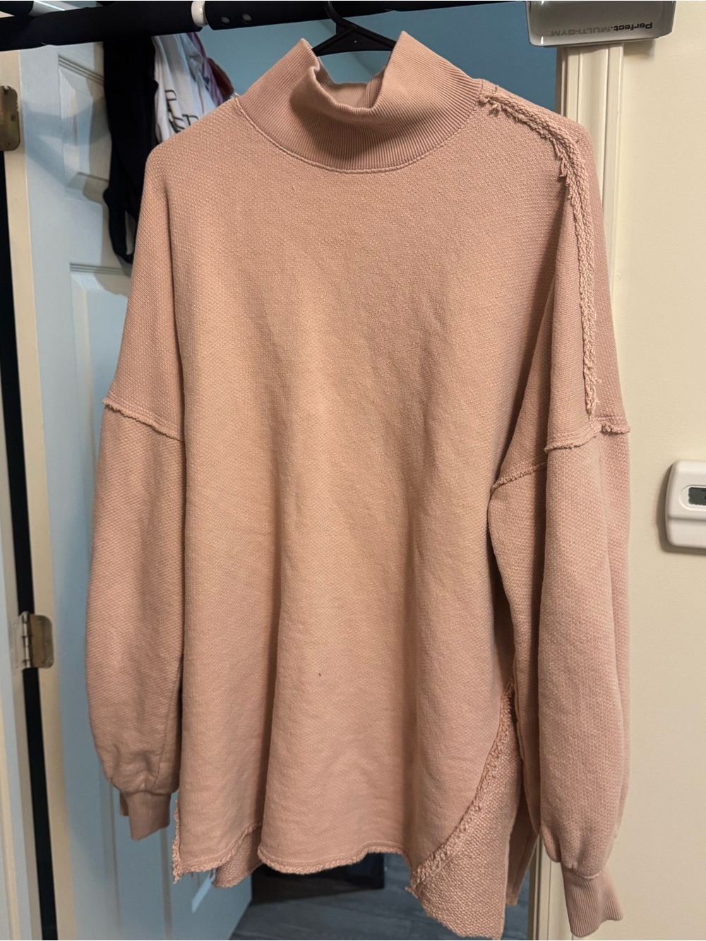 We The Free Womens Mock Neck Oversized Pullover Sweatshirt Pink Size M